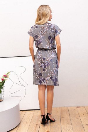 Платье Ульяна №53. Цвет:серый/цветы