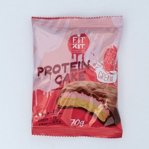 Печенье протеиновое "Fit Kit Protein CAKE" со вкусом клубники со сливками , 70 г