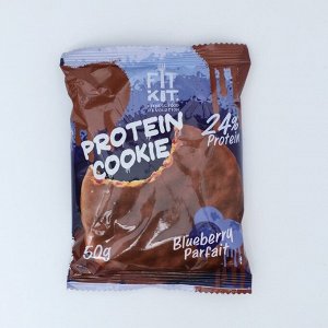 Печенье глазированное &quot;Fit Kit Protein chocolate сookie&quot; со вкусом черничного парфе , 50г