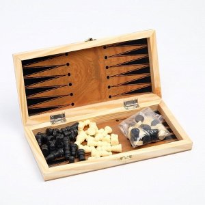 Шахматы нарды шашки «Цейтнот», 3 в 1, классические, 24x24 см