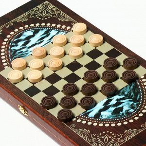 Нарды "Сокол", деревянная доска 50 х 50, с полем для игры в шашки, полиграфия