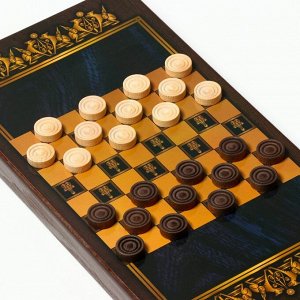 Нарды "Шерхан", деревянная доска 50 х 50, с полем для игры в шашки, полиграфия