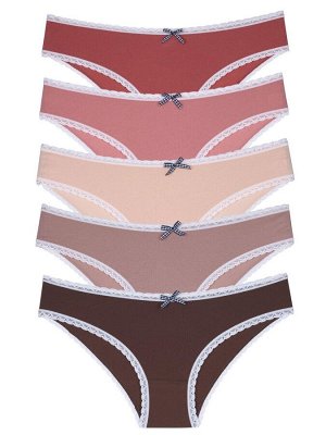 Набор женских трусов TOPANTY 1001, BIKINI, 5 шт/уп, Color Mix