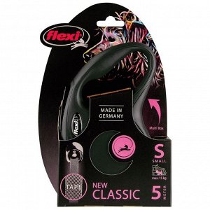 Рулетка Flexi  New Classic S (до 15 кг) 5 м лента, черная