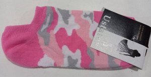 Носки женские укороченные хлопок цвет розовый камуфляж