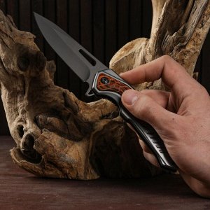 Нож складной &quot;Хищник&quot; полуавтоматический, накладка из дерева, 22см, клинок 9,3см