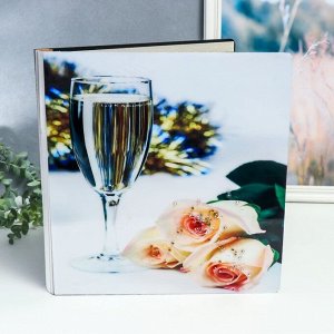 Фотоальбом магнитный 20 листов "Бокал вина и розы" в коробке, дерево, стразы 34х4х33 см