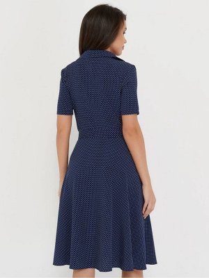 Платье рубашка женское миди короткий рукав цвет Темно-синий (мелкий горох) SHIRT