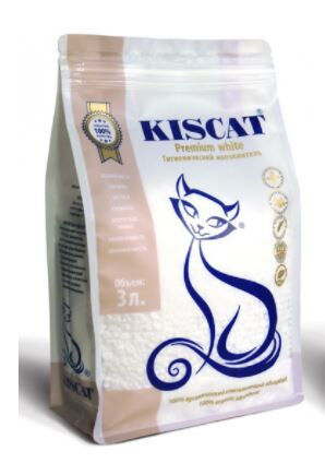 Наполнитель KisCat Premium White полигелевый впитывающий 3л