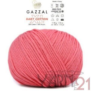 Baby cotton XL №3435 розовый коралл