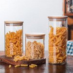 Банка стеклянная с бамбуковой крышкой