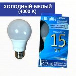 ЛАМПА СВЕТОДИОДНАЯ LED-A60-Ultralite 15Вт 220-240В Е27 4000К 1600Лм