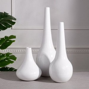 Набор ваз керамических "Мирта", цвет белый, 48.5/38.5/ 21.5 см