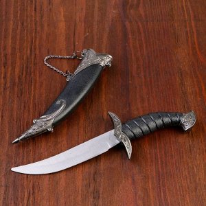 Сувенирный нож изогнутый, 26,5 см, на ножнах длинный завиток, чёрный