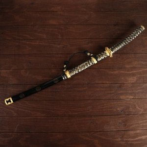 Сувенирное оружие «Катана», чёрные ножны, золотистая обмотка, 102 см