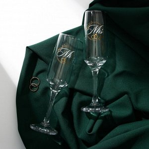 Набор бокалов для шампанского «Мистер и Мисс», 2 штуки, деколь, 200 мл