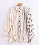 Женская рубашка oversize, в полоску, длинный рукав