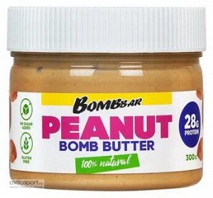 Паста арахисовая натуральная Peanut Bomb Butter Bombbar 300 гр.