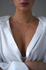 Серебряное колье-галстук с жемчугом, арт. 11468