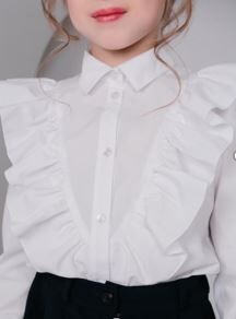 Блузка для девочки белая с длинным рукавом