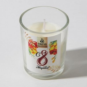 Набор: свеча, мыльные лепестки и повязка на голову «С 8 марта!», аромат ваниль