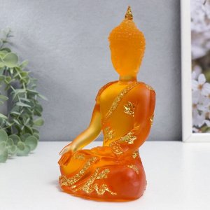 Сувенир полистоун "Будда Варада Мудра - приветствие" оранжевый 17х10х7 см