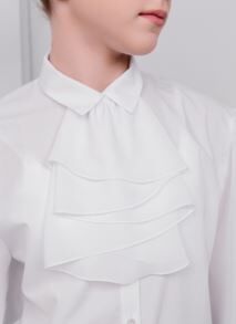 Блузка для девочки белая с длинным рукавом из шифона