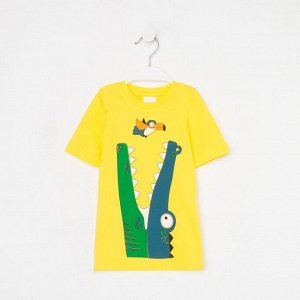 Футболка для мальчика, цвет желтый, принт крокодил, рост 98-104 см