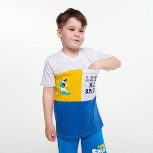 Футболка для мальчика, цвет серый/синий, рост 98 см