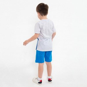 Футболка для мальчика, цвет серый/синий, рост 98 см