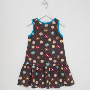 Платье для девочки, цвет коричневый/пончик, рост 98