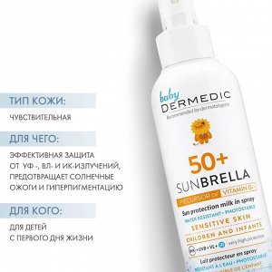 Дермедик Защитное молочко-спрей для детей SPF 50 Baby Sun Protection Milk in Spray for sensitive skin, 150 мл (Dermedic, Sunbrella)