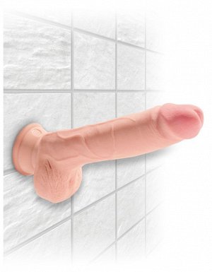 Телесный фаллоимитатор на присоске 9" Triple Density Cock with Balls - 24,1 см.