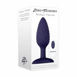 Синяя анальная пробка с вибрацией и пультом ДУ Wicked Twister - 12 см.