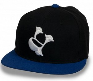 Бейсболка Черная кепка с синим козырьком – прикольный снэпбэк, который обращает на себя внимание №5438