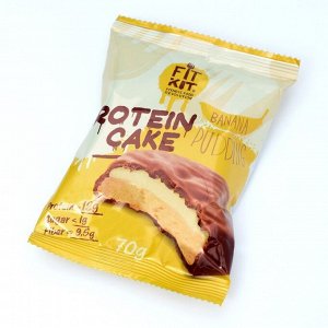 Печенье протеиновое Fit Kit Protein cake, со вкусом бананового пудинга, спортивное питание, 70 г
