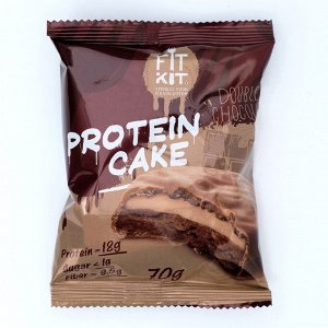 Печенье протеиновое Fit Kit Protein cake, со вкусом двойного шоколада, спортивное питание, 70 г