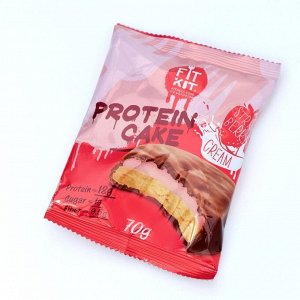 Печенье протеиновое Fit Kit Protein cake, со вкусом клубники со сливками, спортивное питание, 70 г
