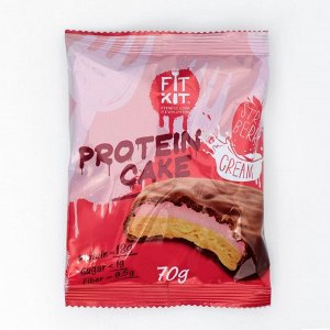 Печенье протеиновое Fit Kit Protein cake, со вкусом клубники со сливками, спортивное питание, 70 г