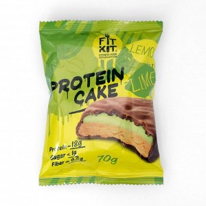 Печенье протеиновое Fit Kit Protein cake, со вкусом лимон-лайм, спортивное питание, 70 г