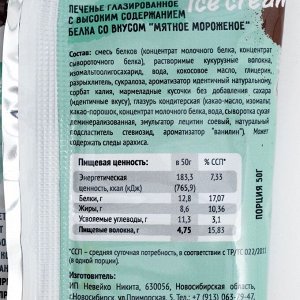 Печенье глазированное Fit Kit Protein chocolate сookie, со вкусом мятного мороженого, спортивное питание, 50 г