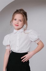 Блузка белая с пышным коротким рукавом для девочки