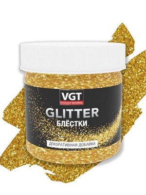 VGT / Блестки декоративные, ПЭТ глиттер (PET GLITTER), цвет золото, 50г