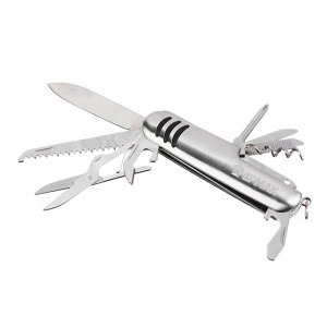 ЕРМАК Нож перочинный, 15см, многофункциональный, 11 функций, нержавеющая  сталь
