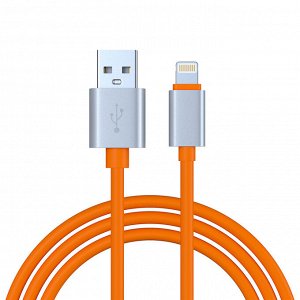 BY Кабель для зарядки Orange  iP, 1м, 2А, стикеры в комплекте, оранжевый, пакет [470-025]
