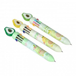 Ручка шариковая 10-цветная, наконечник в форме авокадо, 15,5см, пластик, 3 цвета корпуса