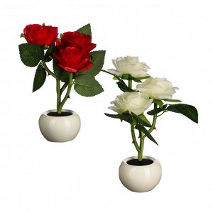 LADECOR Светильник Цветок в виде роз, в горшке, 27х12х13см 1хCR2032, 2 цвета