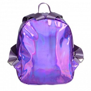 Мини-рюкзак, 28x23x10см, 1 отделение на молнии, "зеркальный" ПВХ, объемная аппликация, 2 цвета