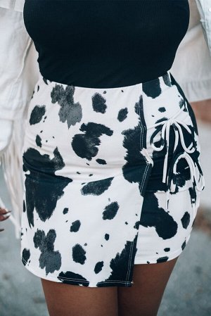 Animal Print Wrap Bodycon Mini Skirt