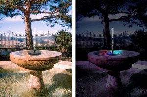 Садовый фонтан на солнечной батарее с подсветкой The Fountain Solar LED / 16 см